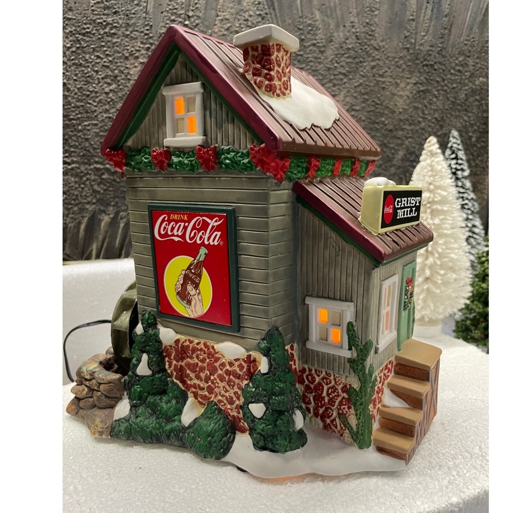 Coca-Cola Town Square Collection GRIST MILL 2005 Animated LED Village House